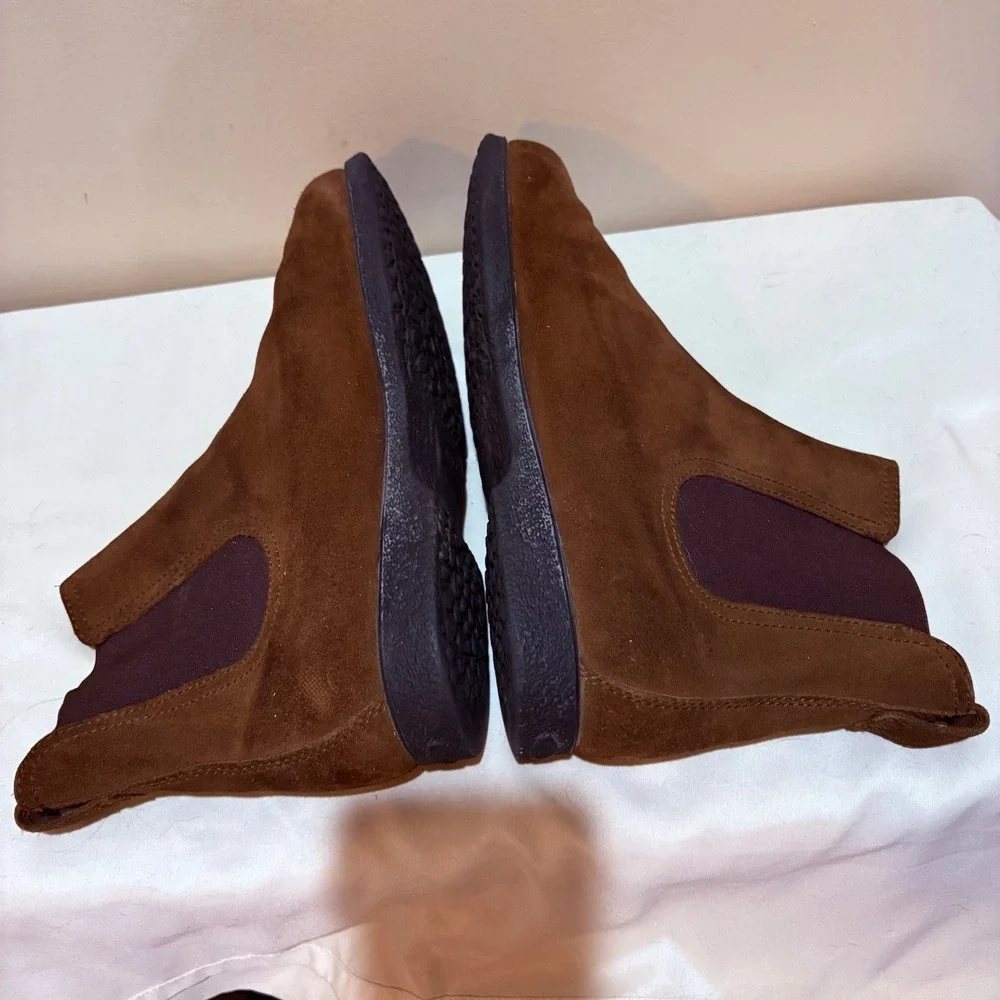 Tods Brown Suede Chelsea Boots Mens 6.5‎ Italian Leather Ankle Boots Round Toe